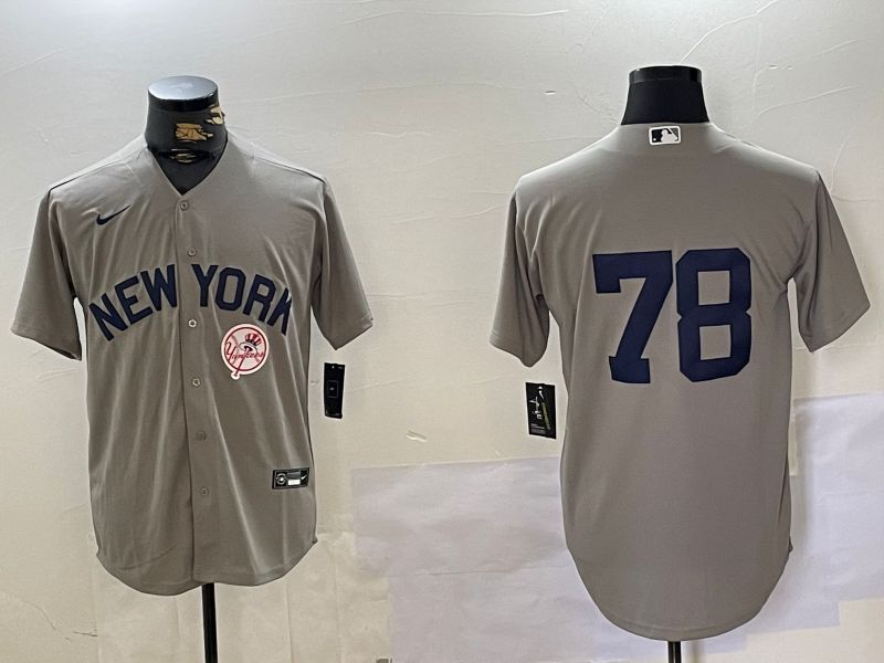 Men New York Yankees #78 No Name Grey Game 2024 Nike MLB Jersey style 3->houston texans->NFL Jersey